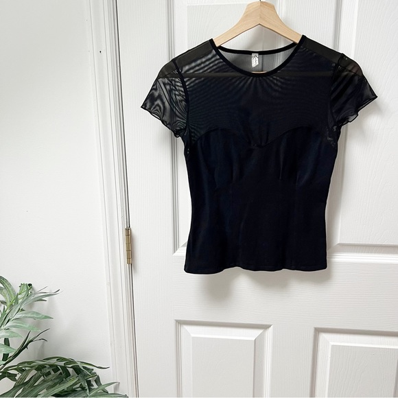 Free People Intimately Sheer Mesh Top in Black - Picture 1 of 5